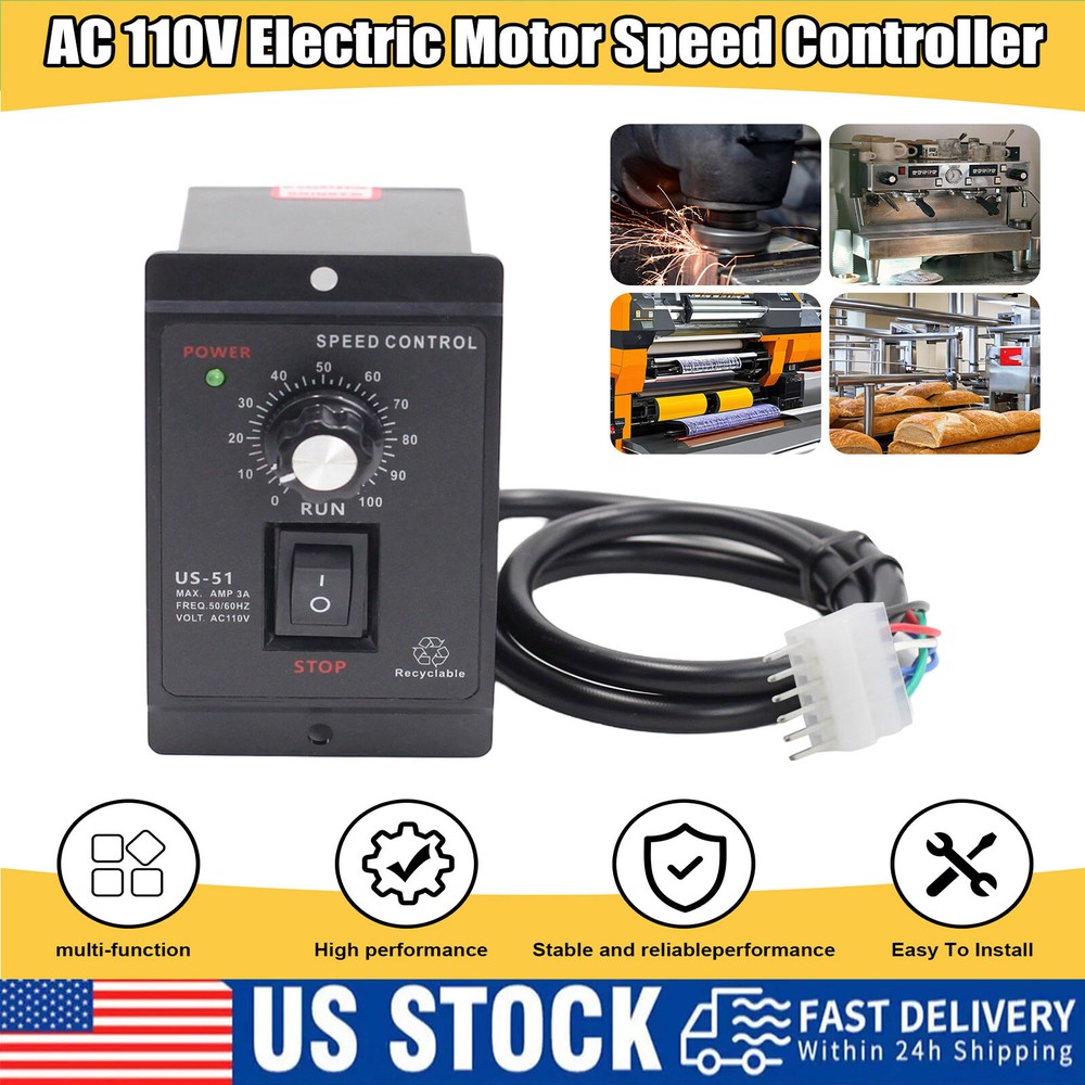 120W DC Motor Speed Controller Micro Gear Sensor AC110V to DC90V Forward Reverse