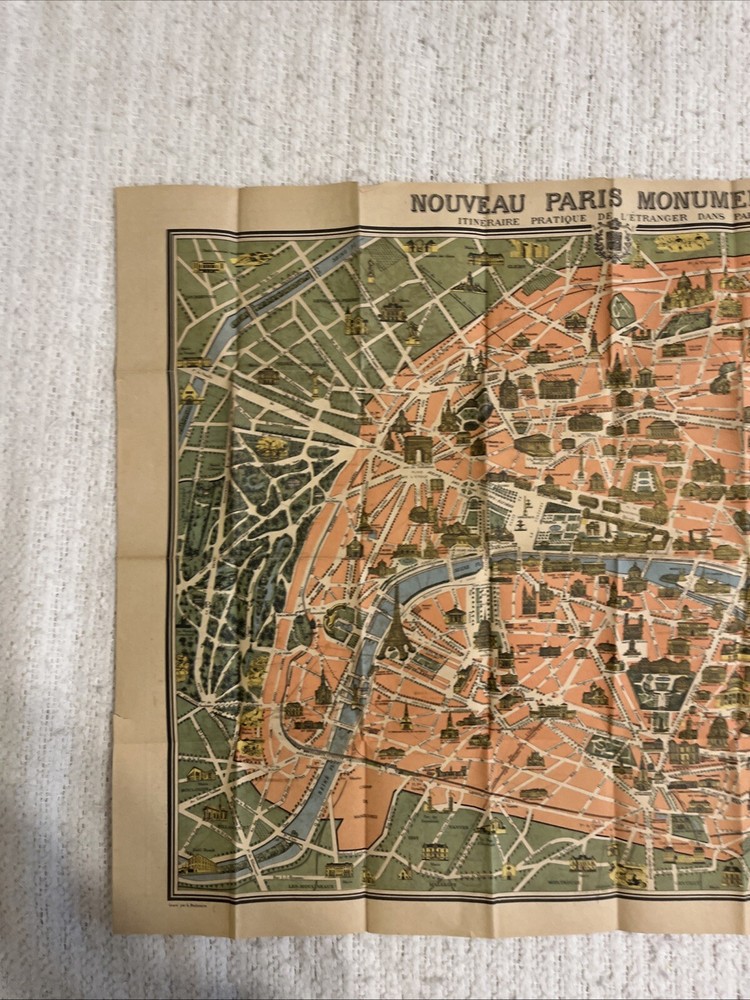 Map Original Plan De Paris Nouveau Paris Monumental Antique