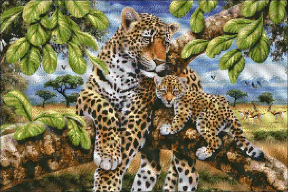 Counted Cross Stitch Kits Needlework Crafts DIY Chart - Leopard & Cub