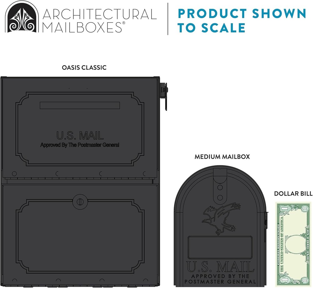 Architectural Mailboxes 6200B-10 Oasis Classic Locking Post Mount Parcel Mailbo