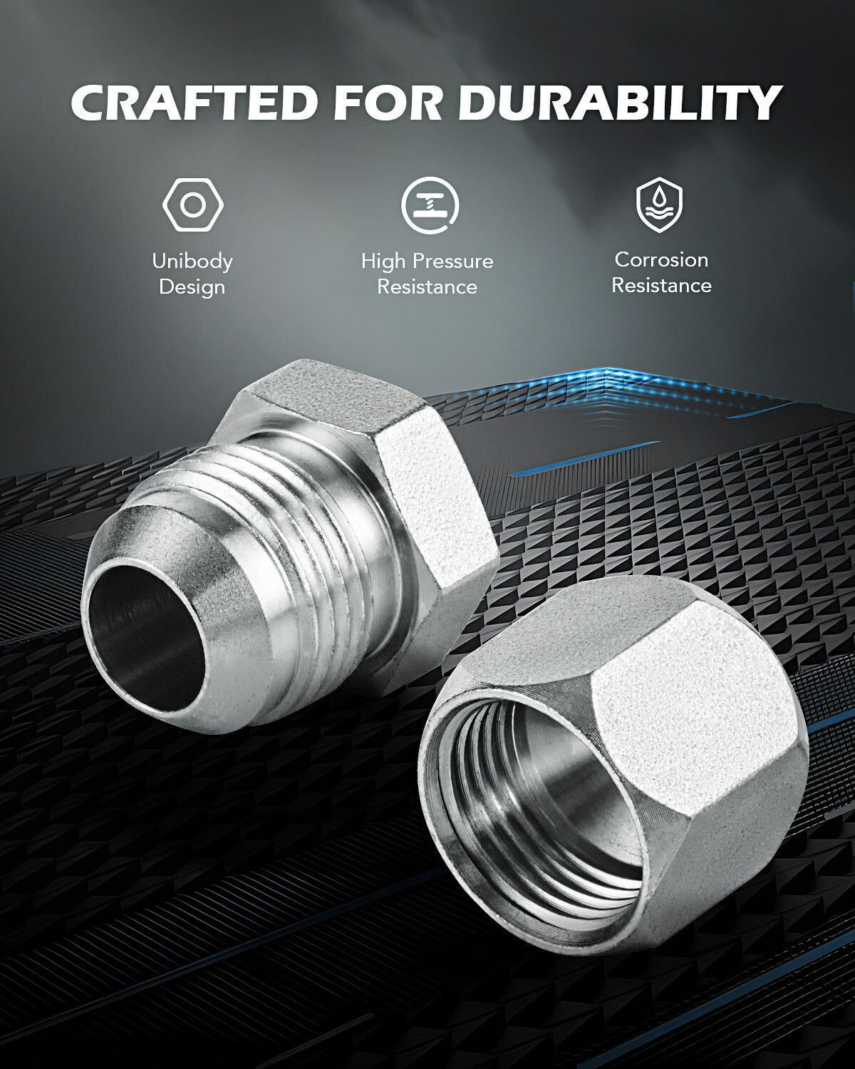 ZELCAN 64 pcs Hydraulic Hose Caps and Plugs 37° JIC Cap and Plug Kit with Case