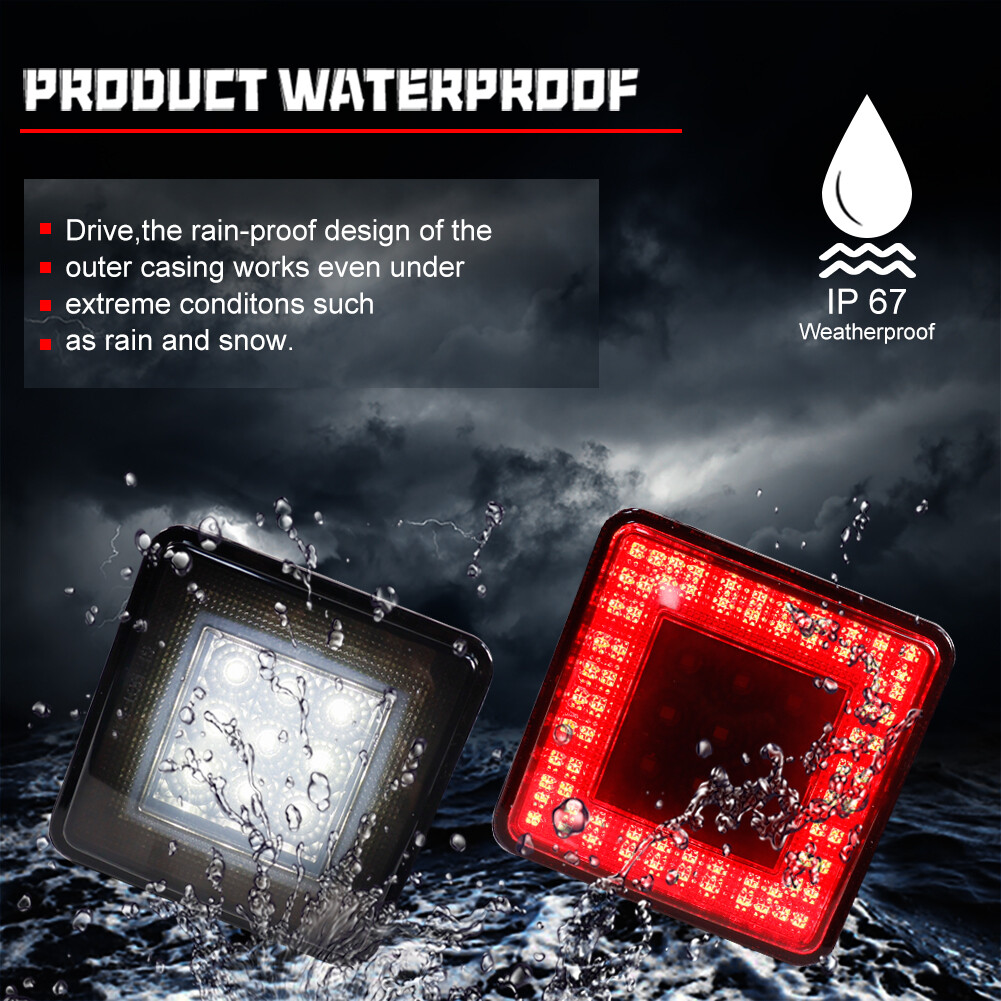 2" LED Super Bright Brake Backup Light Trailer Hitch Cover For Towing & Hauling