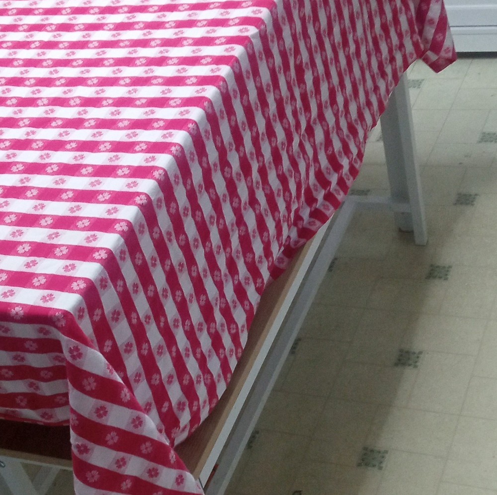 Pink White Check Plaid Rectangular Cloth Tablecloth Classic Style