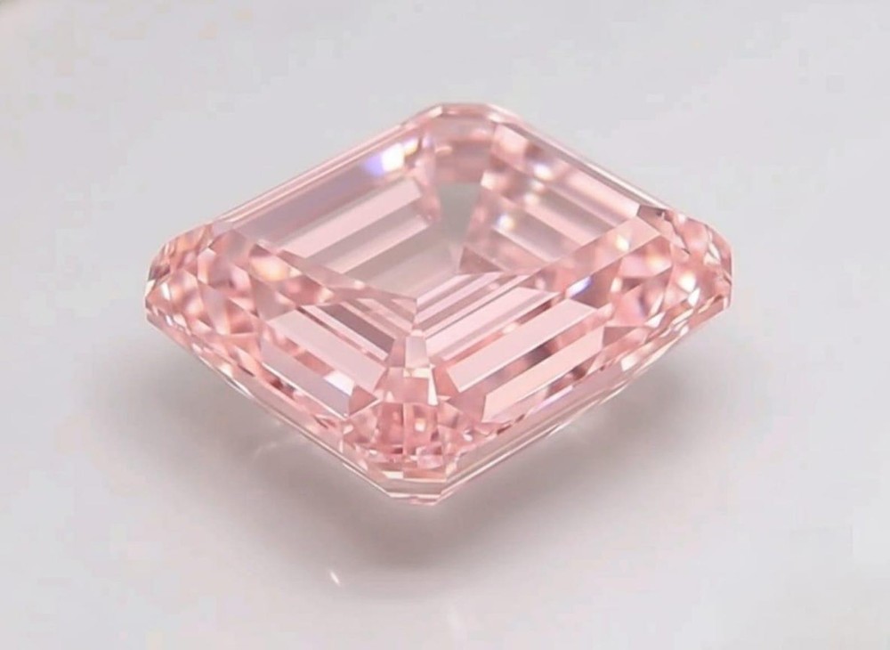 Pink Emerald Cut Lab Created Diamond IGI Certified