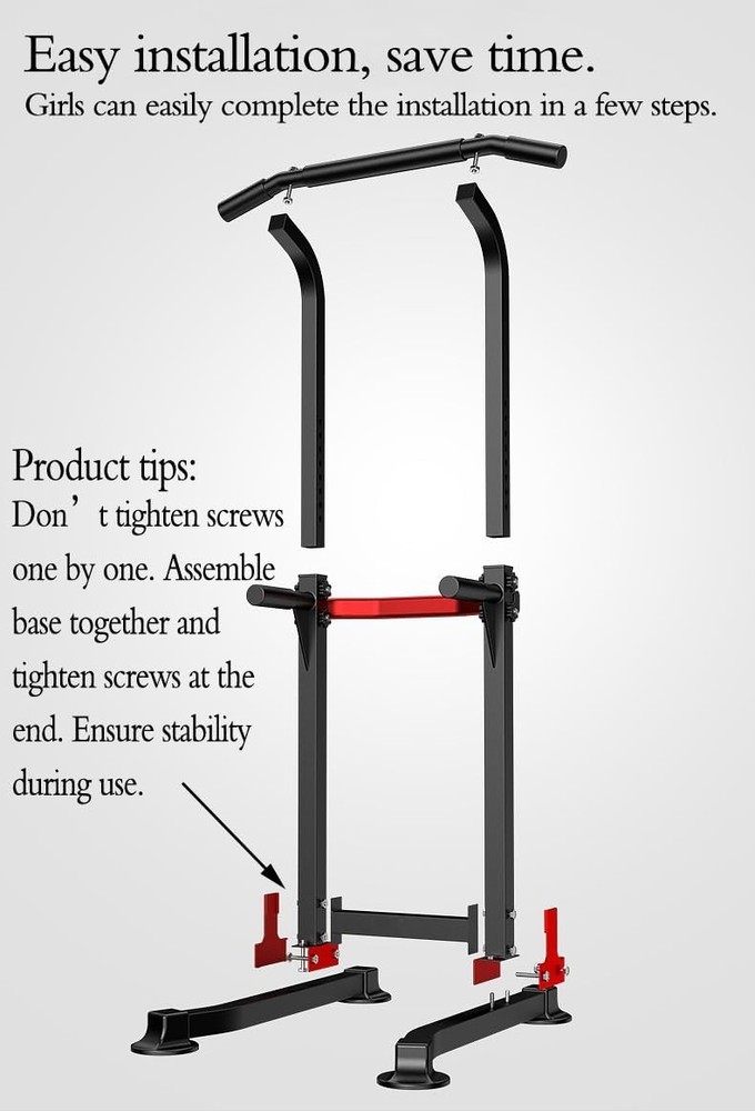 Adjustable Bench Power Tower Dip Station Pull up Bar Strength Training Workout