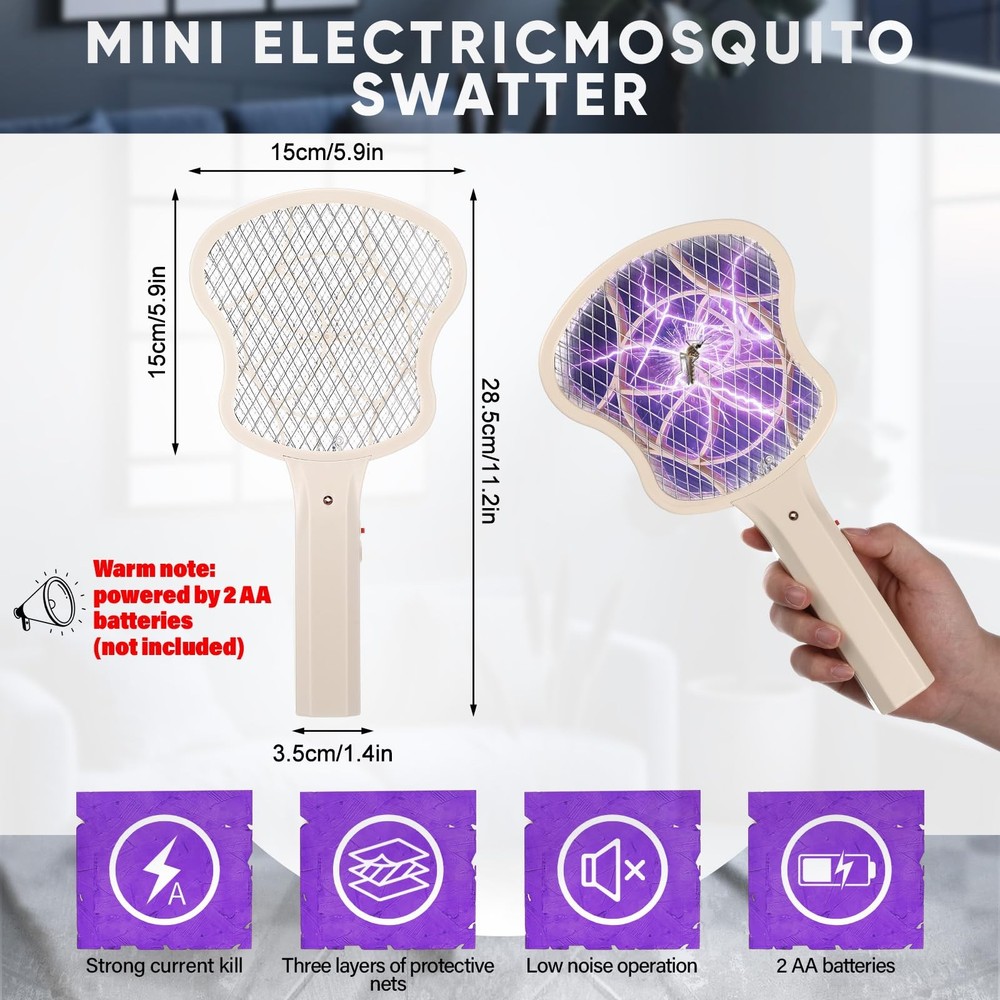 Mysora 3 Pack Electric Fly Swatter Racket 3000v Bug Zapper Racket Mini Handhe...