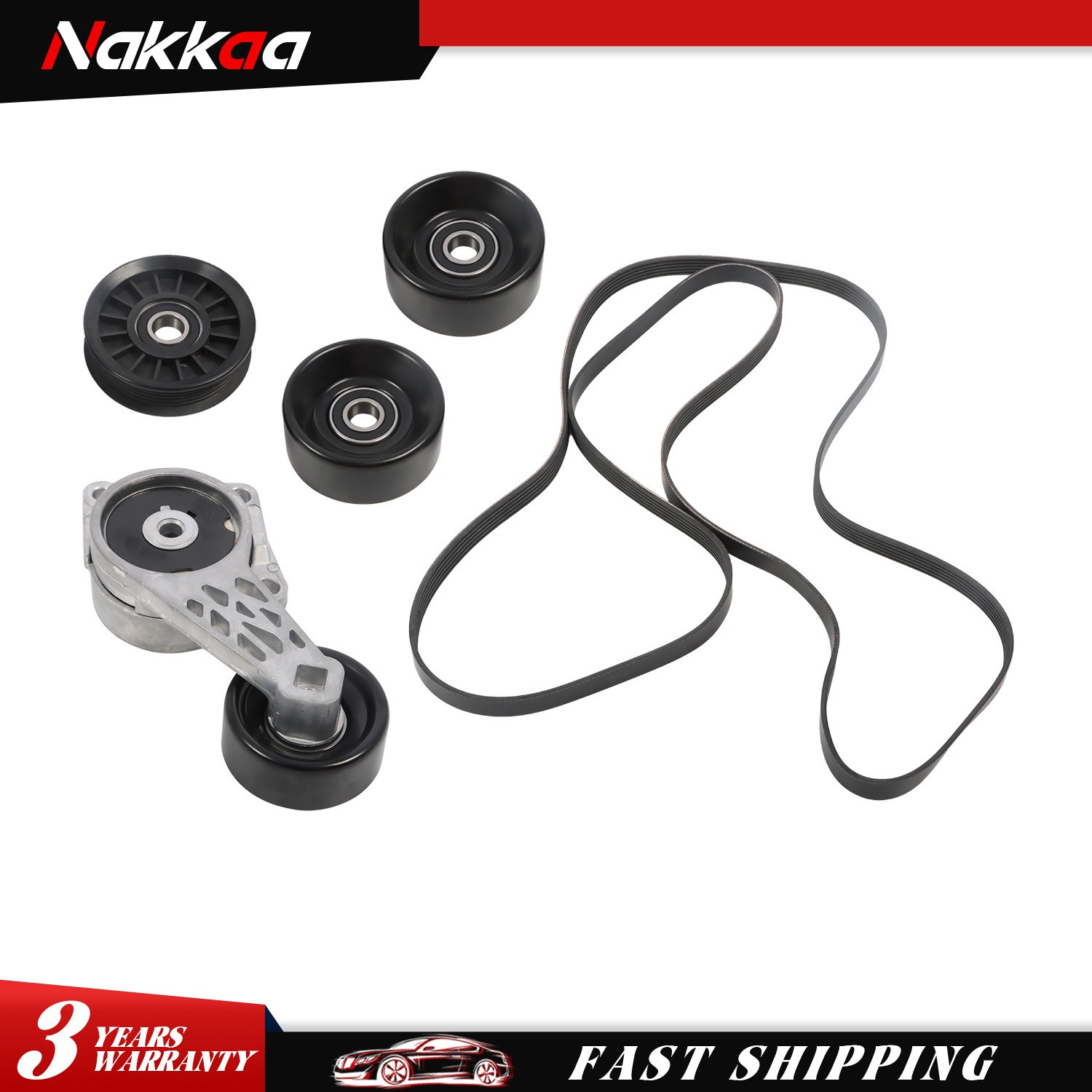 90K-38274A Serpentine Belt Drive Kit Tensioner & Idler Pulley For Ford F150