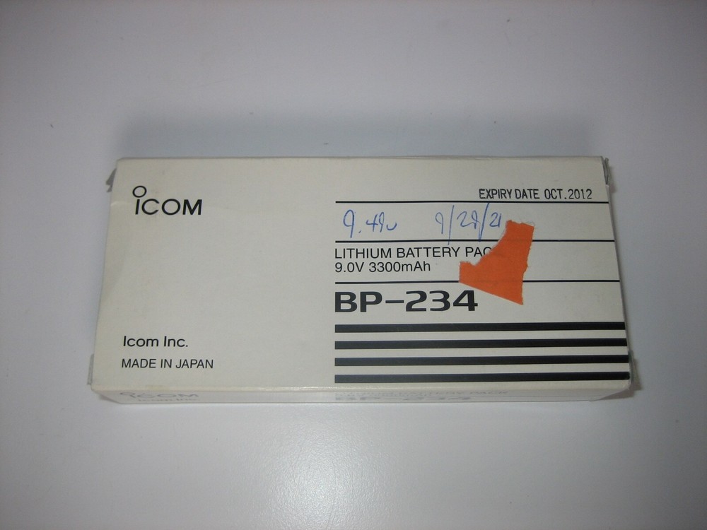 Icom BP-234 9v Lithium Battery Pack - EXPIRED - Tests OK - For Training ONLY