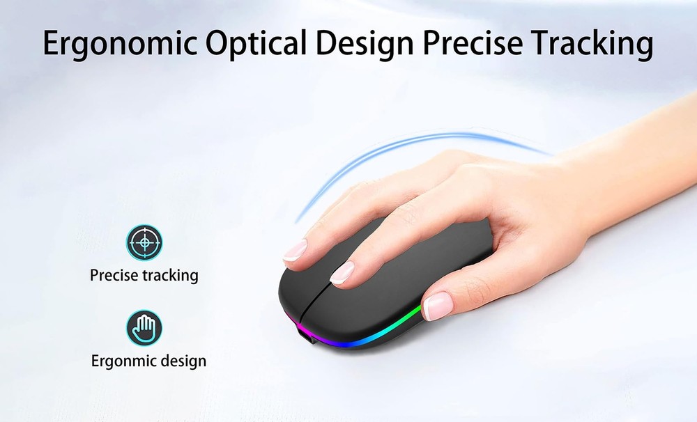Wireless Bluetooth Mouse Rechargeable Laptop Mice with LED Use Portable