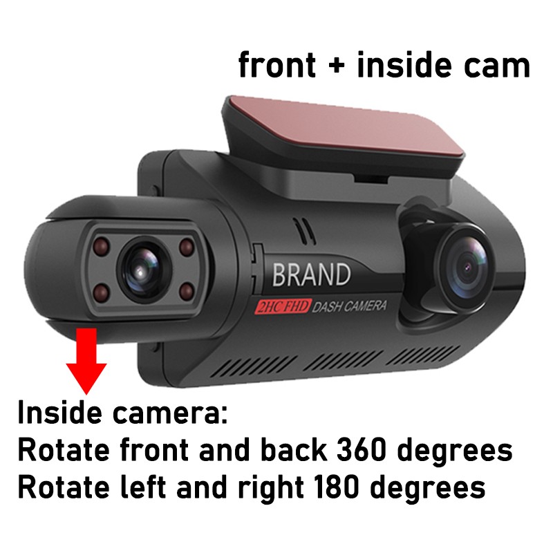 3 inch Car DVR G-sensor Front+Inside Camera Driving Video Recorder Touch Screen