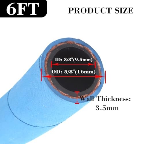 Fuel Line Hose 6AN 3/8" High Pressure Hose 750PSI for Fuel Systems 6FT-3/8 inch