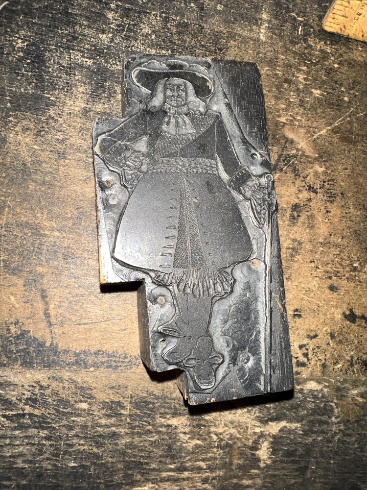 Printing Block Type Cut ( Pilgrim Quaker In Full Uniform ) Nice Image!￼