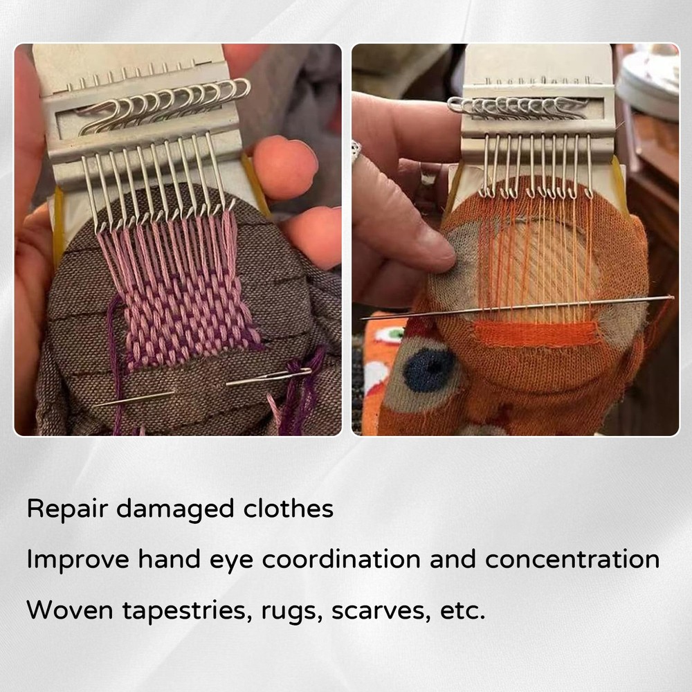 Portable Loom KnittingKit,Patch Kit Weaving Loom For Quickly Sewing Repair