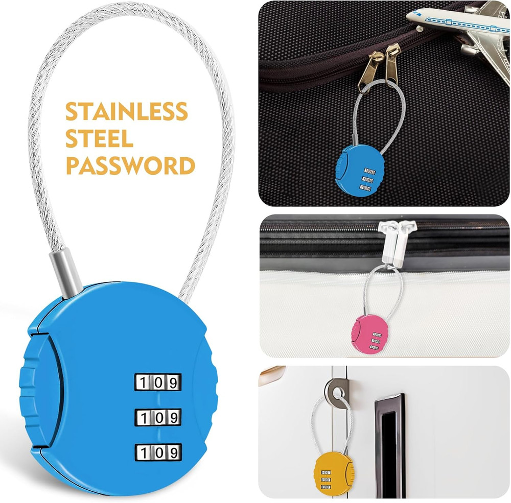 6 Pcs Combination Lock, 3 Digit Locker Lock Outdoor, Waterproof Mini Combination