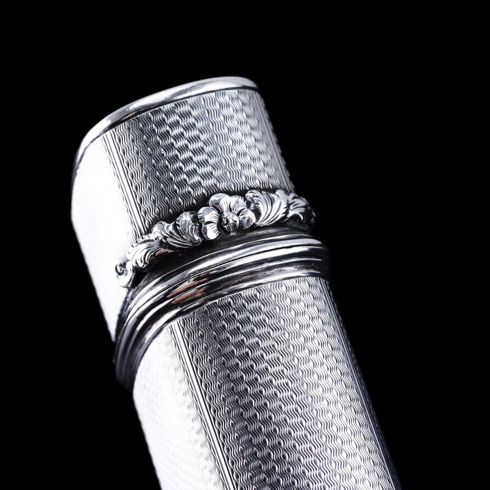 Antique Georgian Solid Silver Cigar/Cheroot Case Engine Turned - Edward Edwards