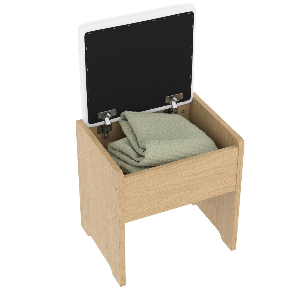 Cosmetic dresser with mirror, 10 drawers, stool, and charging station