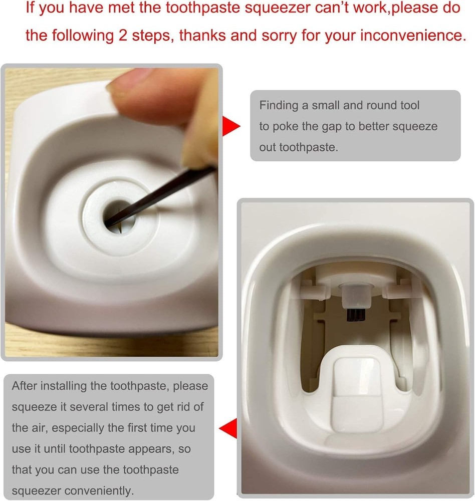 MOPMS Toothpaste Dispenser Wall Mounted for Bathroom Automatic Gray
