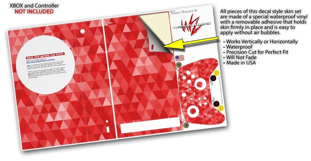 Skin Wrap for XBOX Series S Console Controller Triangle Mosaic Red
