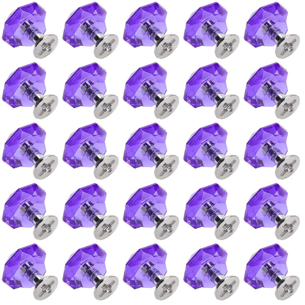 25X Crystal Diamond Dresser Knobs Drawer Pull Handle Cabinet Door Purple US EOB