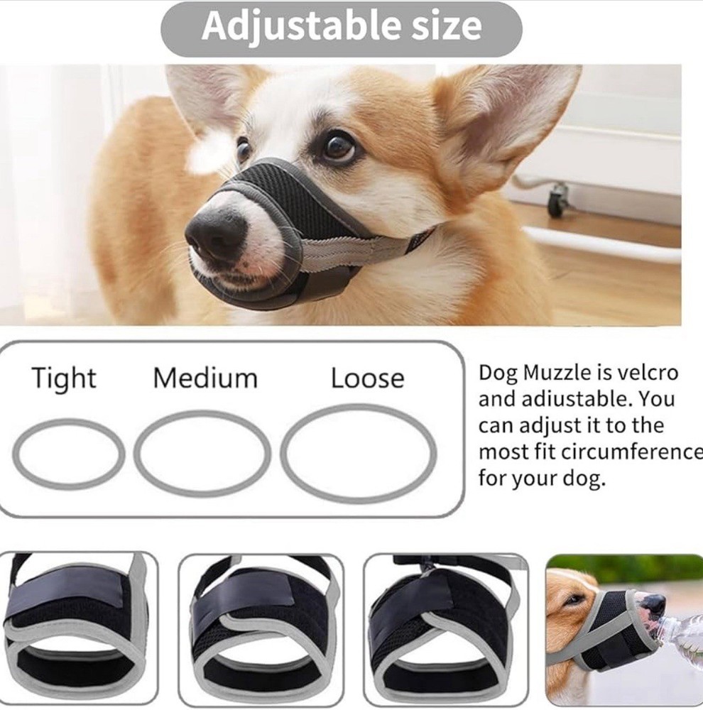 Dog Muzzle 2 Pcs, Prevent Biting, Chewing, and Barking