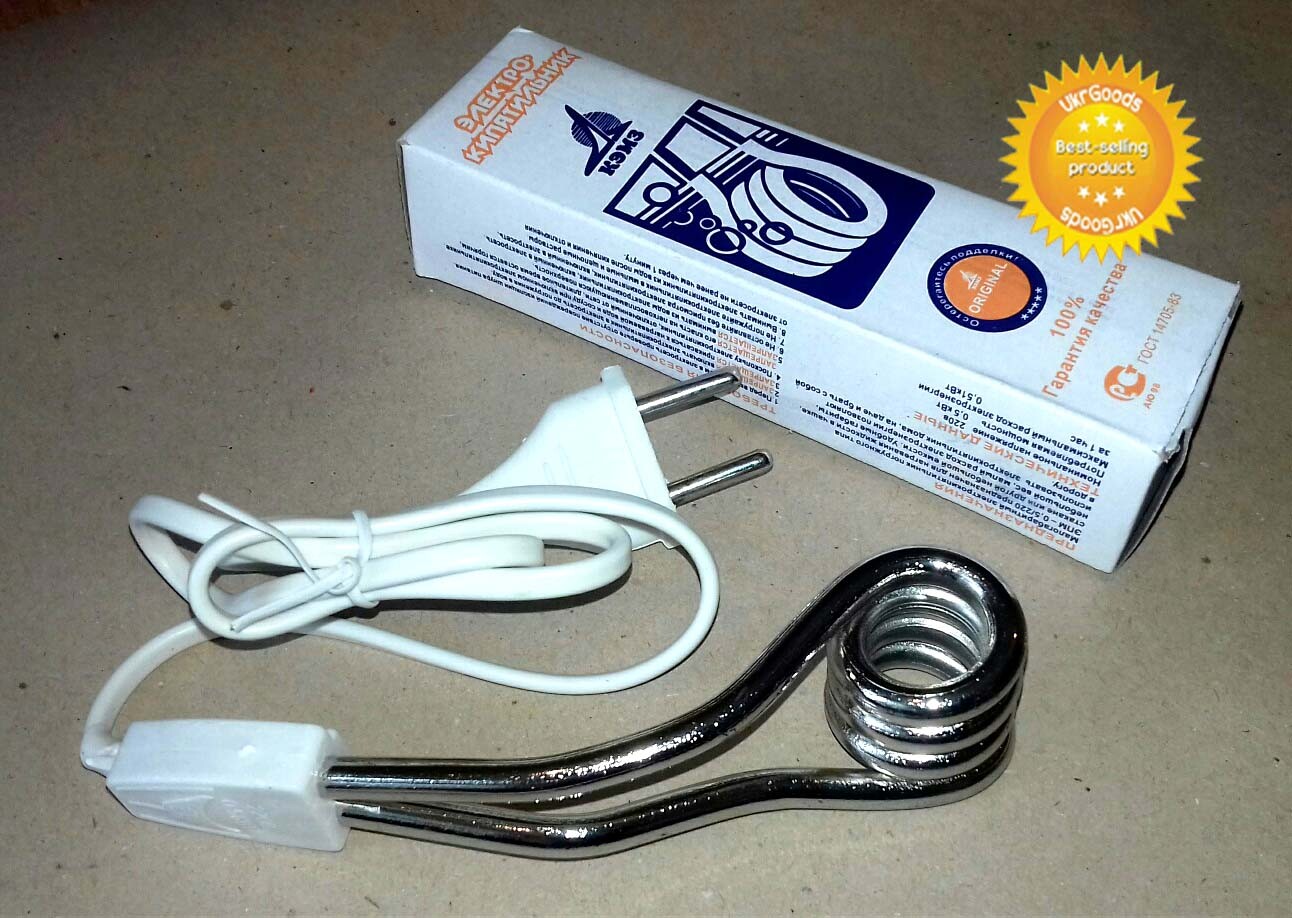 500W Water Heater Portable Electric Liquid Immersion Element Boiler Travel 220V