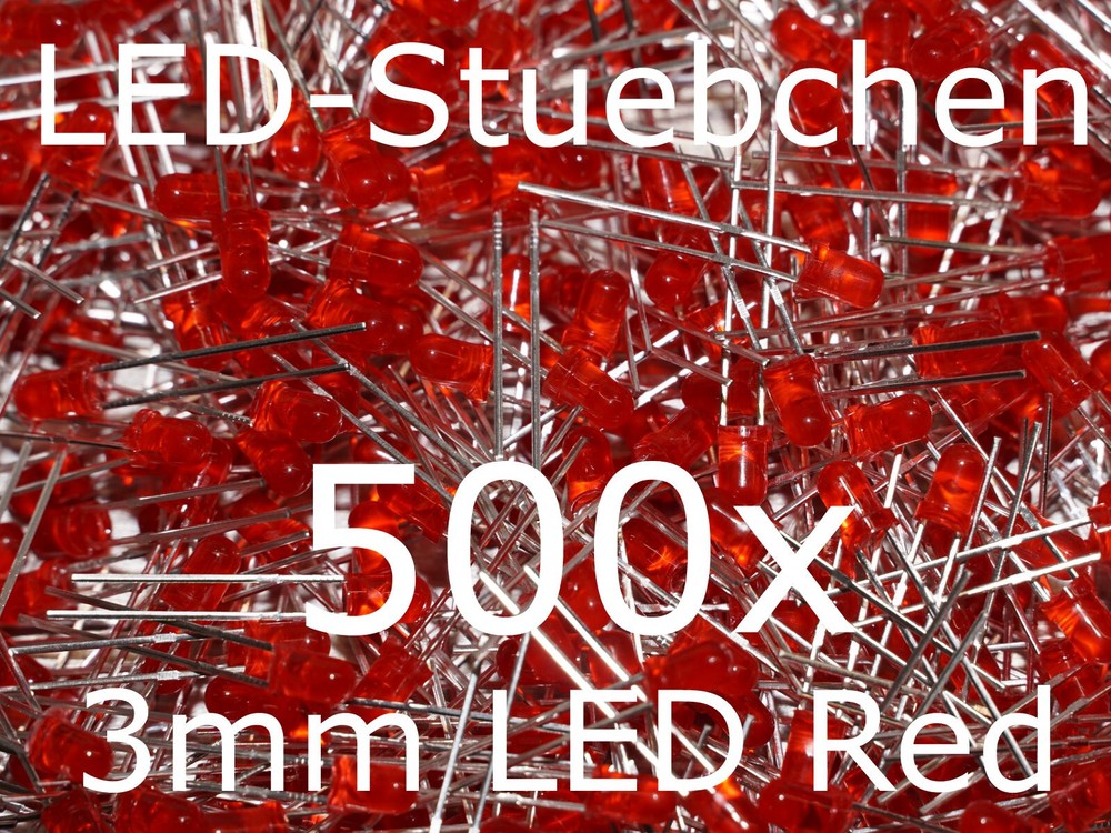500x 3mm LED Red