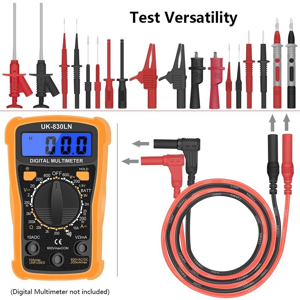Safety Multimeter Probe Set with Alligator Clips