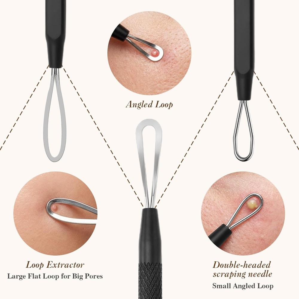 6 Pcs Pimple Extractor Tool Kit, Stainless Blackhead Remover Tools, Professional
