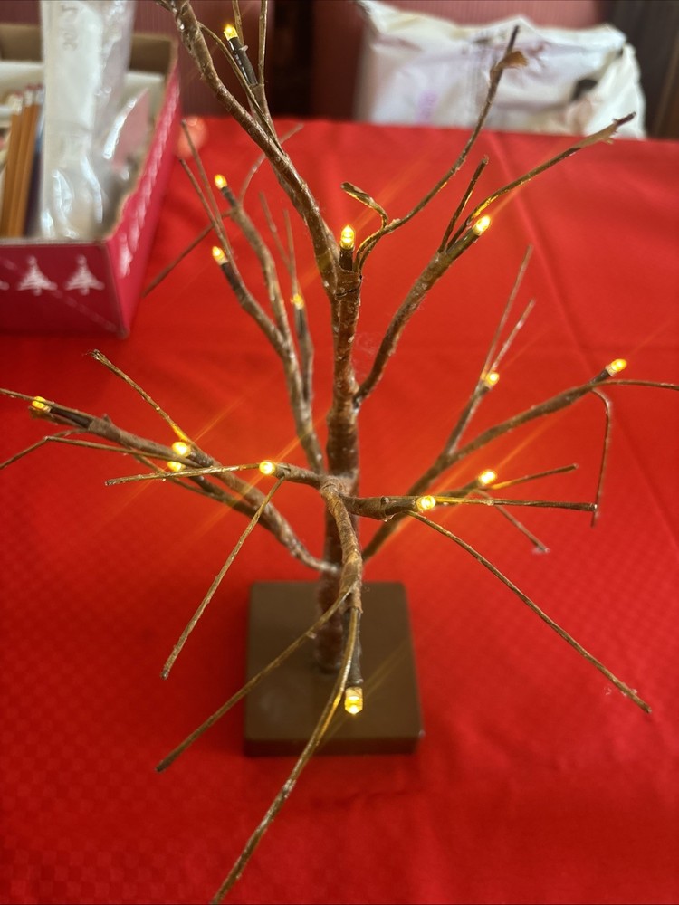 LED Lighted Brown Twig Tabletop Tree Battery Operated