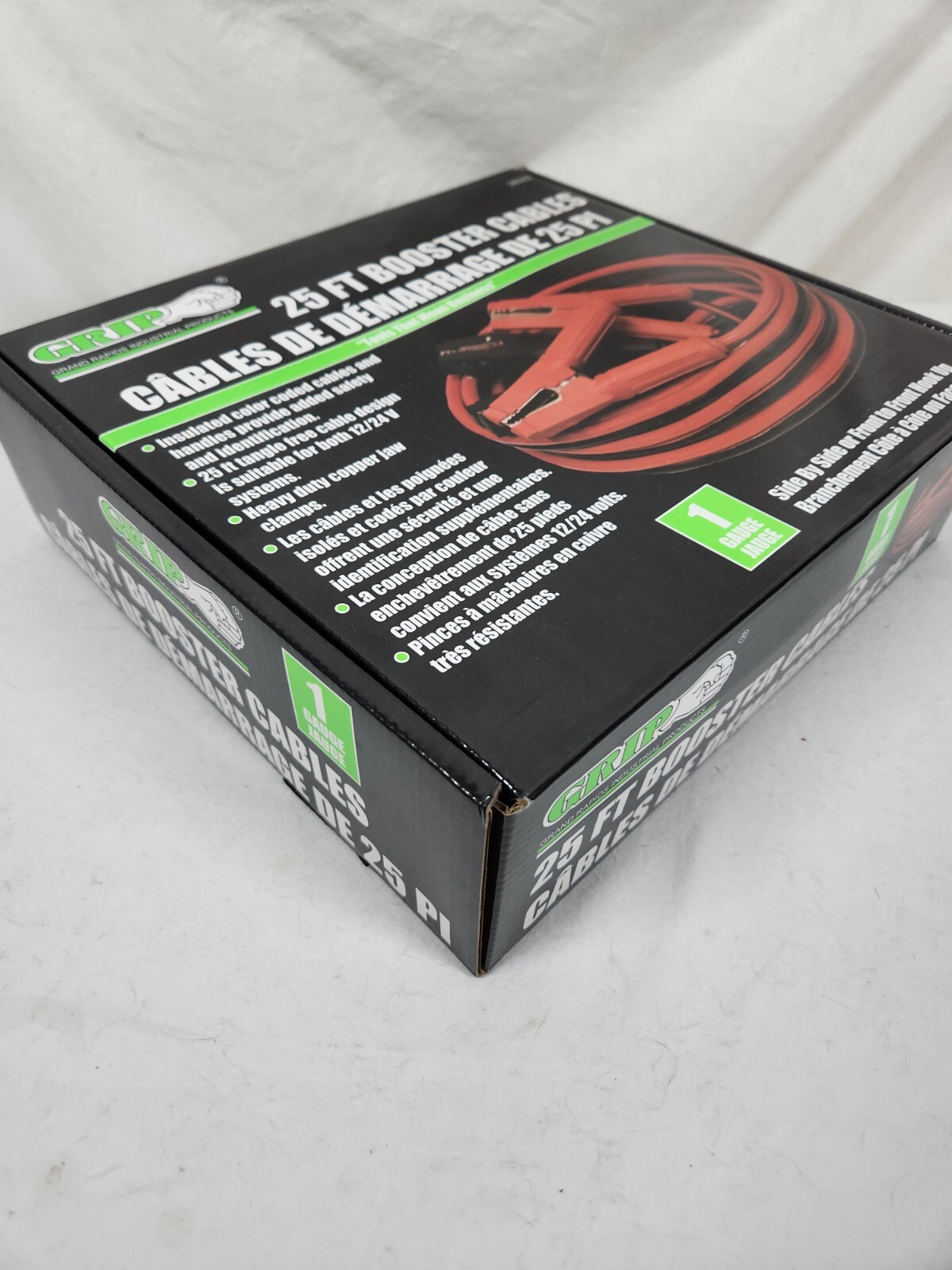Grip 25 Ft Booster Jumper Cables 1 Gauge, 12 or 24v Commercial