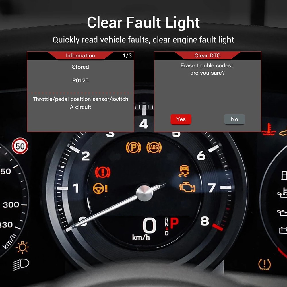 Car OBD2 Scanner Diagnostic Tool DTC Lookup OBD II Code Reader Clear Fault Light