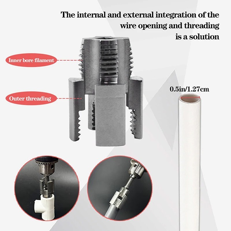 2pcs Integrated Internal & External Pipe Threading-Tool,PVC Pipe Threader Kit
