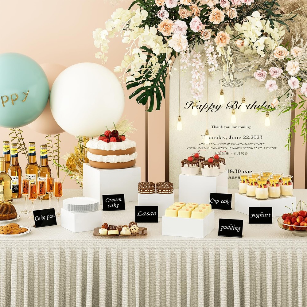 6 Pcs Medium-Sized White Acrylic Boxes for Display as Buffet Risers and Stand...