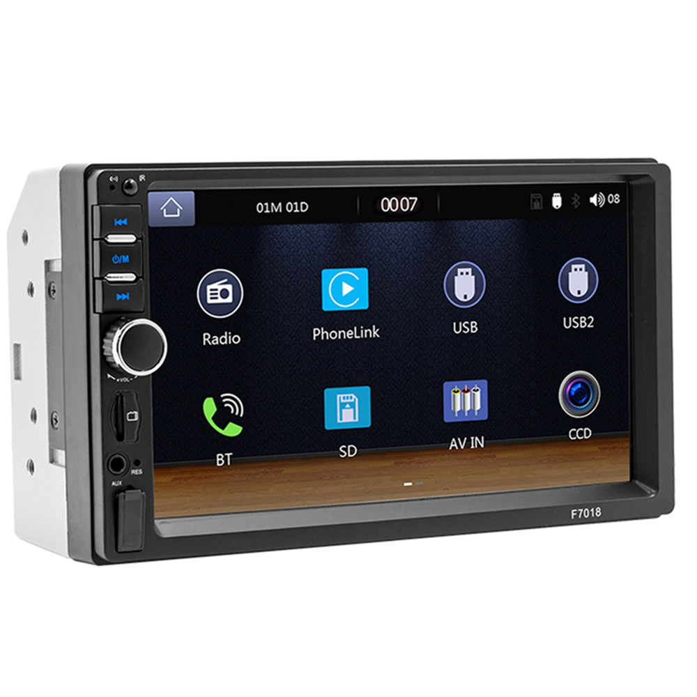 Car MP5 Player Bluetooth Mirror Link For Carplay Android Auto W/7 Color Lights