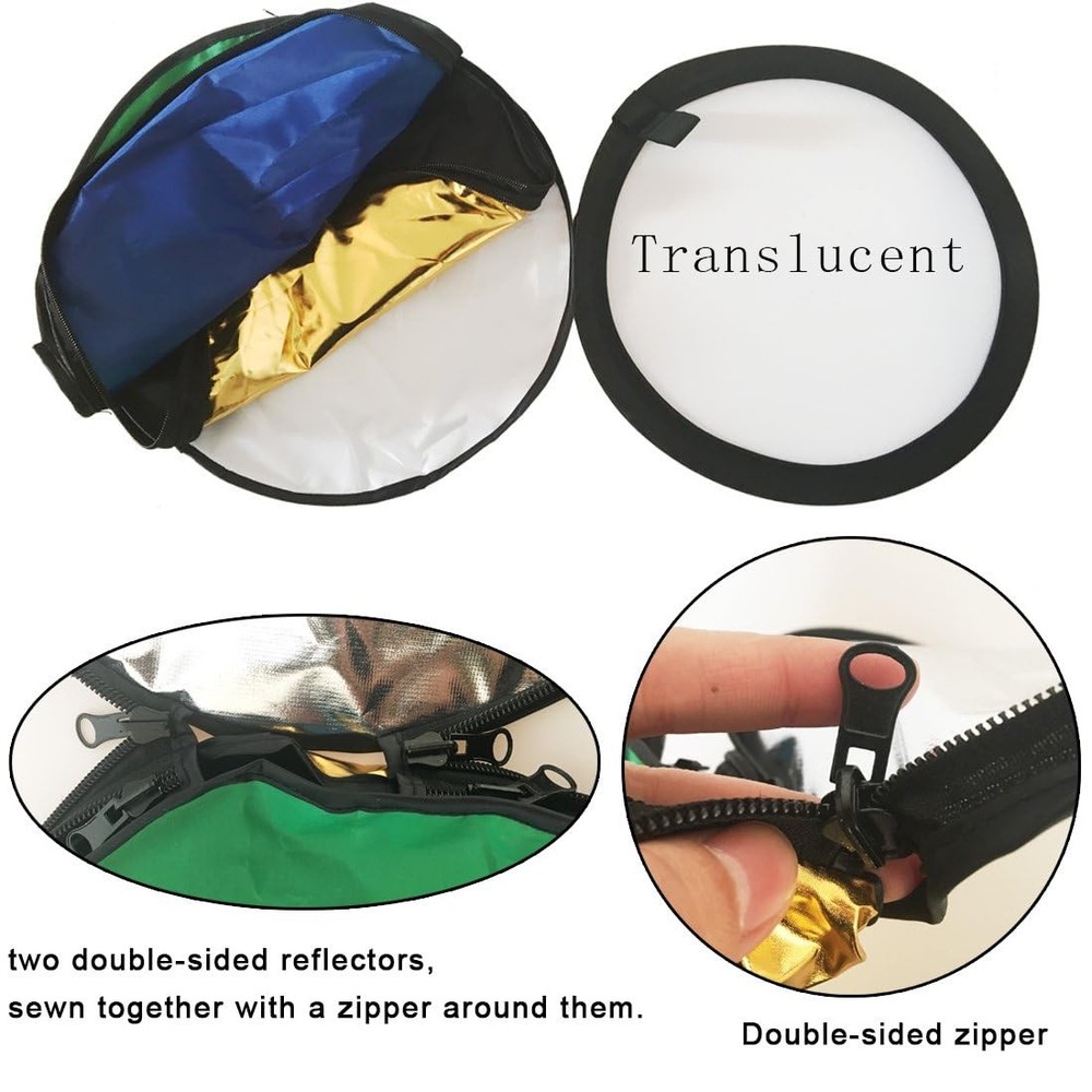 110cm/43" 7-in-1 Photography Reflector Light Diffuser Chroma Key Background