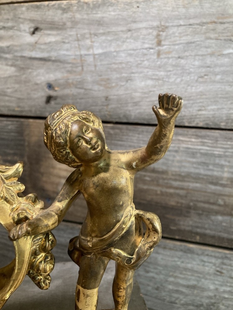 Victorian Cherub Brass Clock Holder Round Face