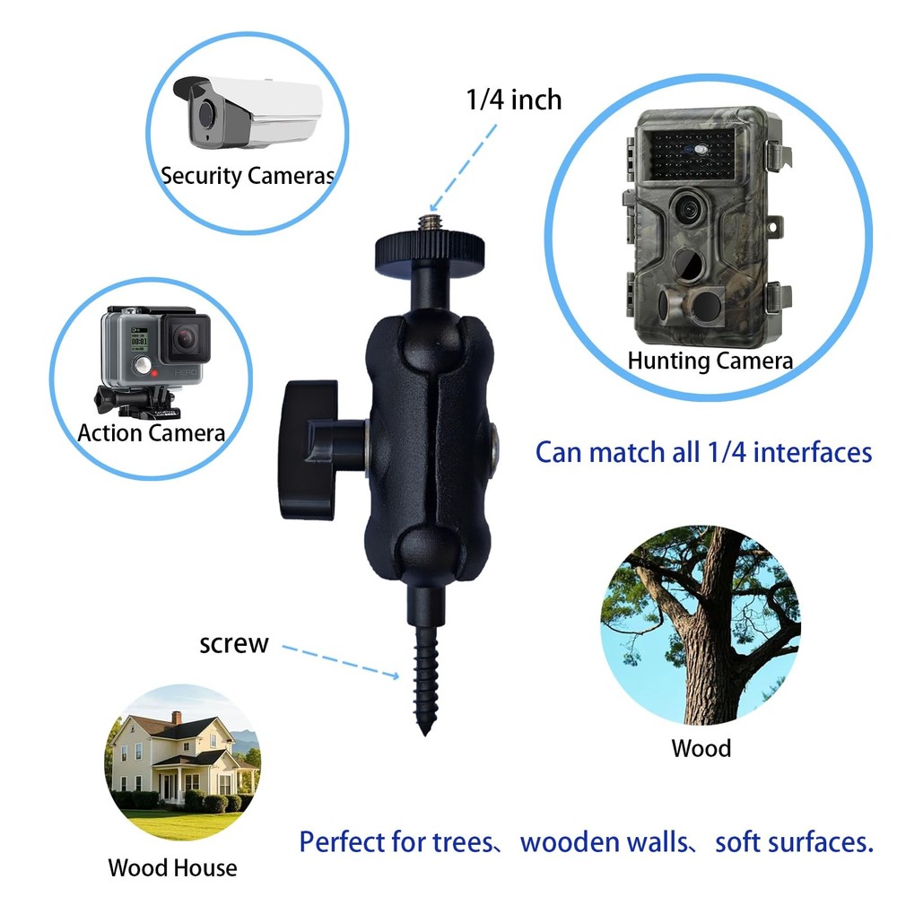 Adjustable Trail Camera Tree Mount: Game Outdoor Mounting Black