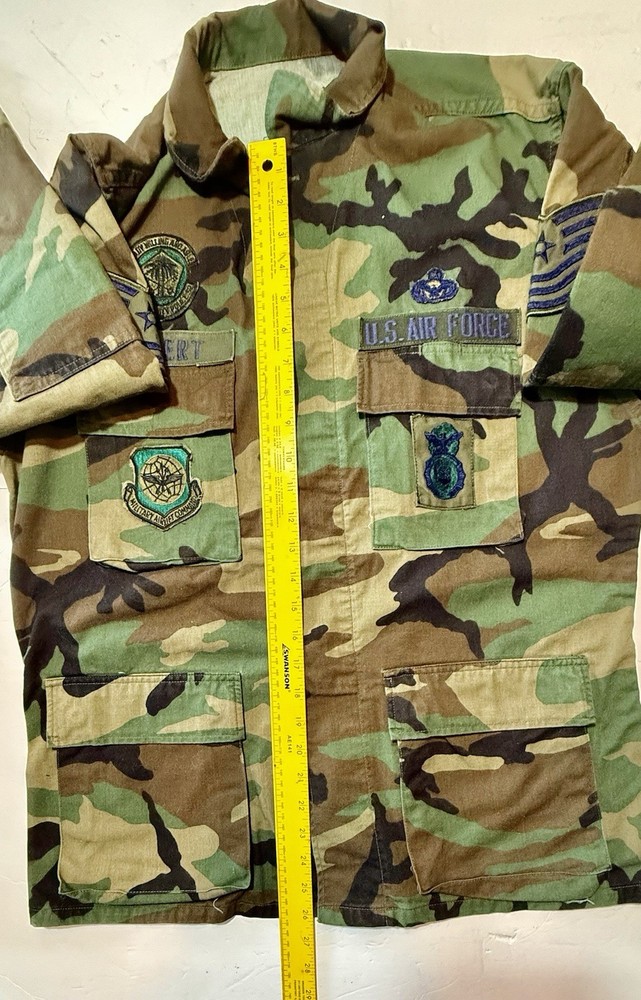 Vintage U.S. Air Force Woodland BDU Jacket ELBERT Master Sergeant Medium Regular