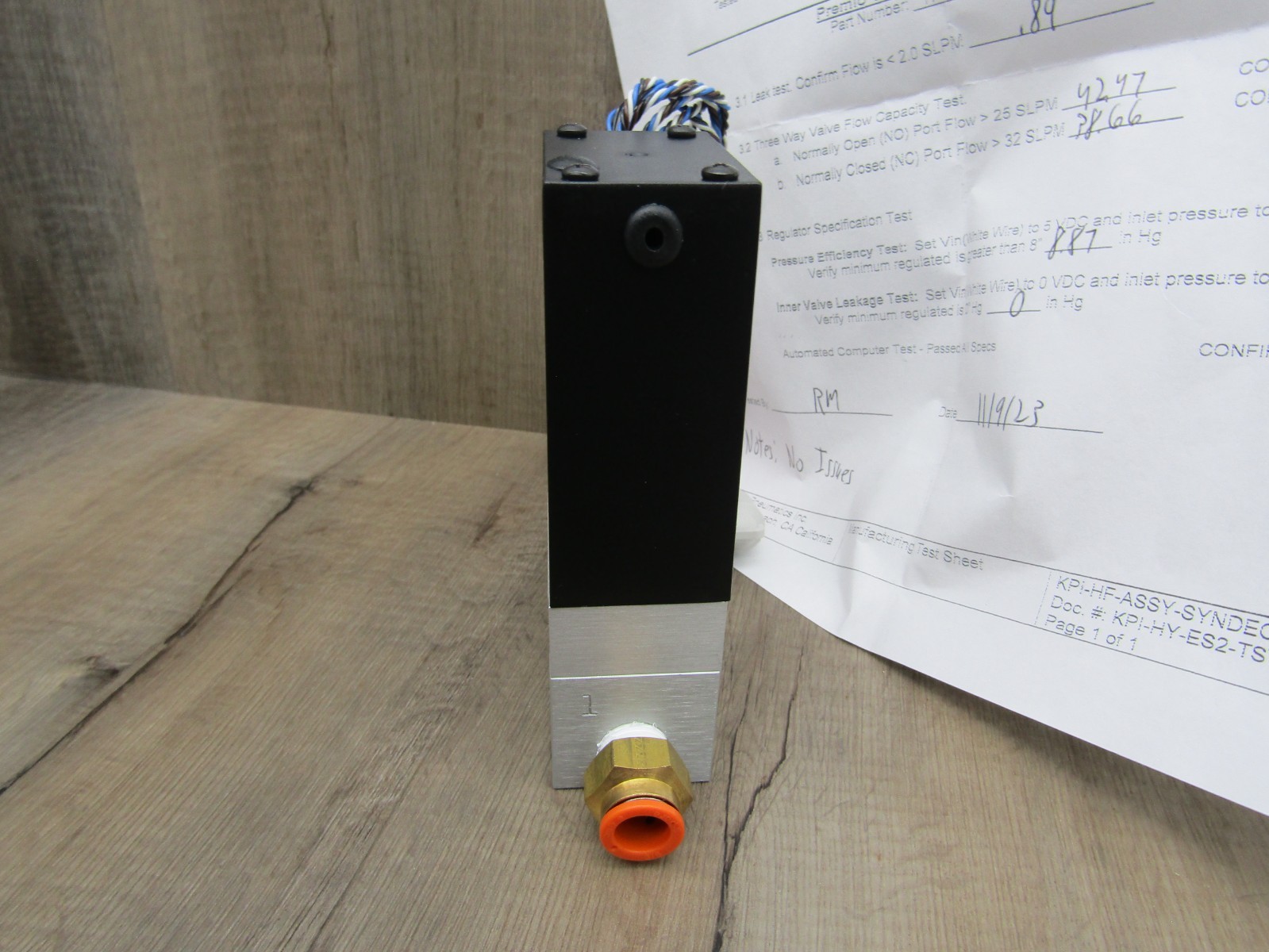 Kelly Pneumatics High Flow Electronic Pressure Regulator w/QC/Calibration Report