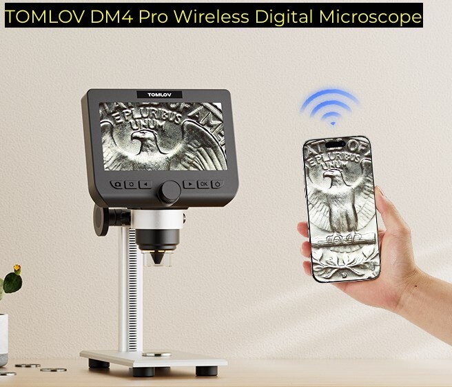 TOMLOV WIFI 1000x Digital Microscope Coin Magnifier solder workbench 4.3" Screen