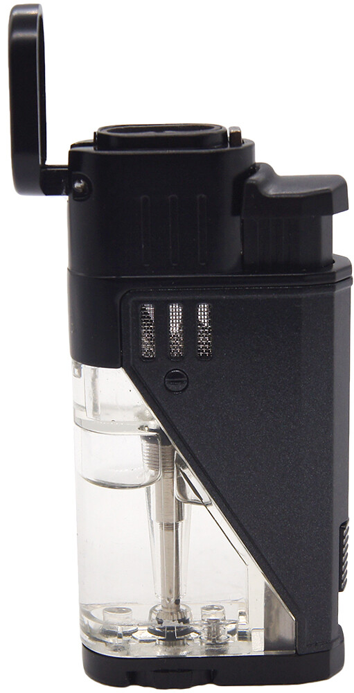 Double Jet Torch Lighter Cigar Windproof Flame Refillable w/Punch Clear Window b