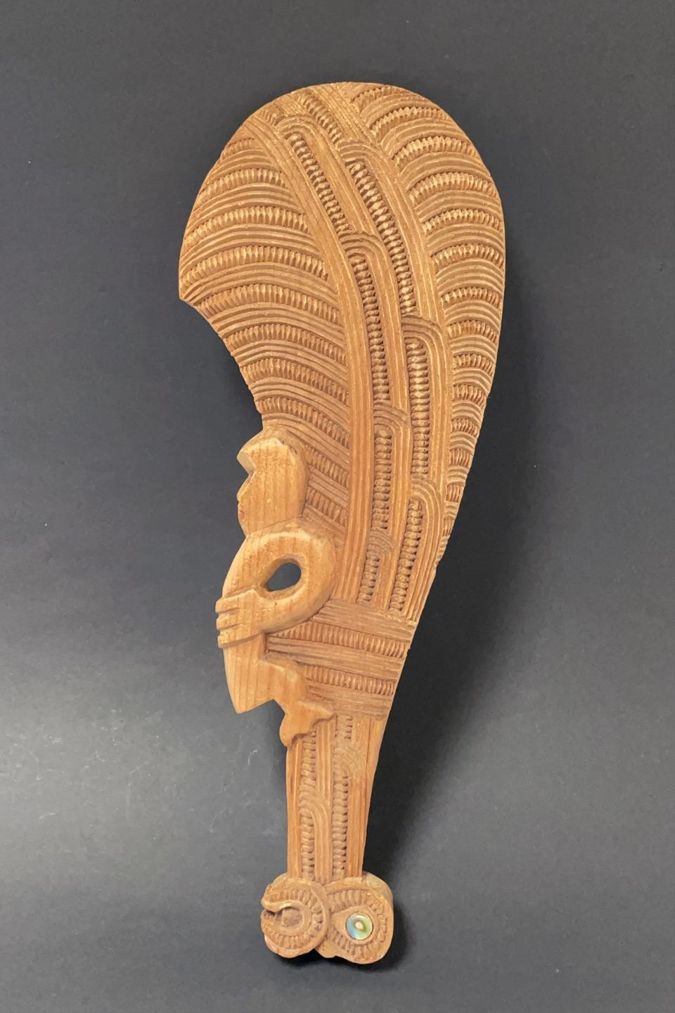 VINTAGE MAORI TIKI HANDCARVED WOODEN PATU WAR CLUB NEW ZEALAND TRIBAL ART