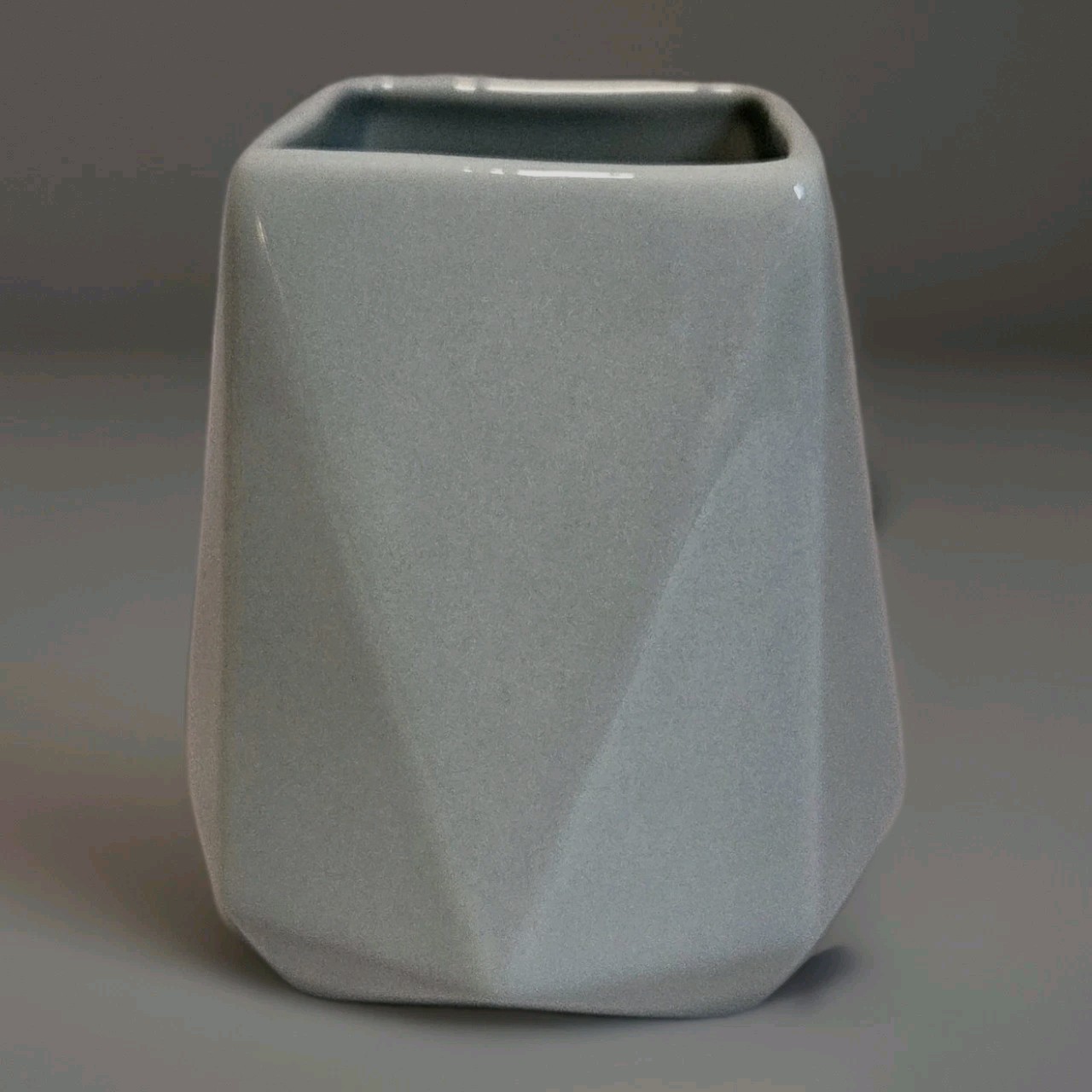 West Elm Faceted Vase Planter Small Water Street Ceramic Pale Blue