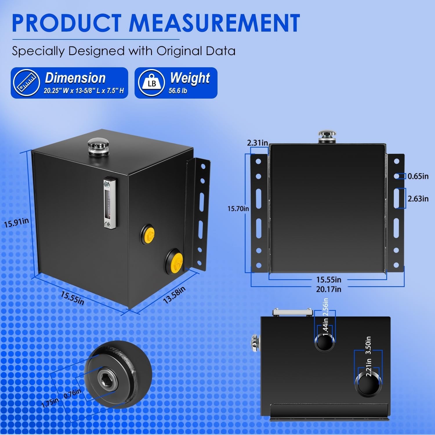 15 Gallon Hydraulic Fluid Reservoir Tank for Tractors Trucks Log Splitters