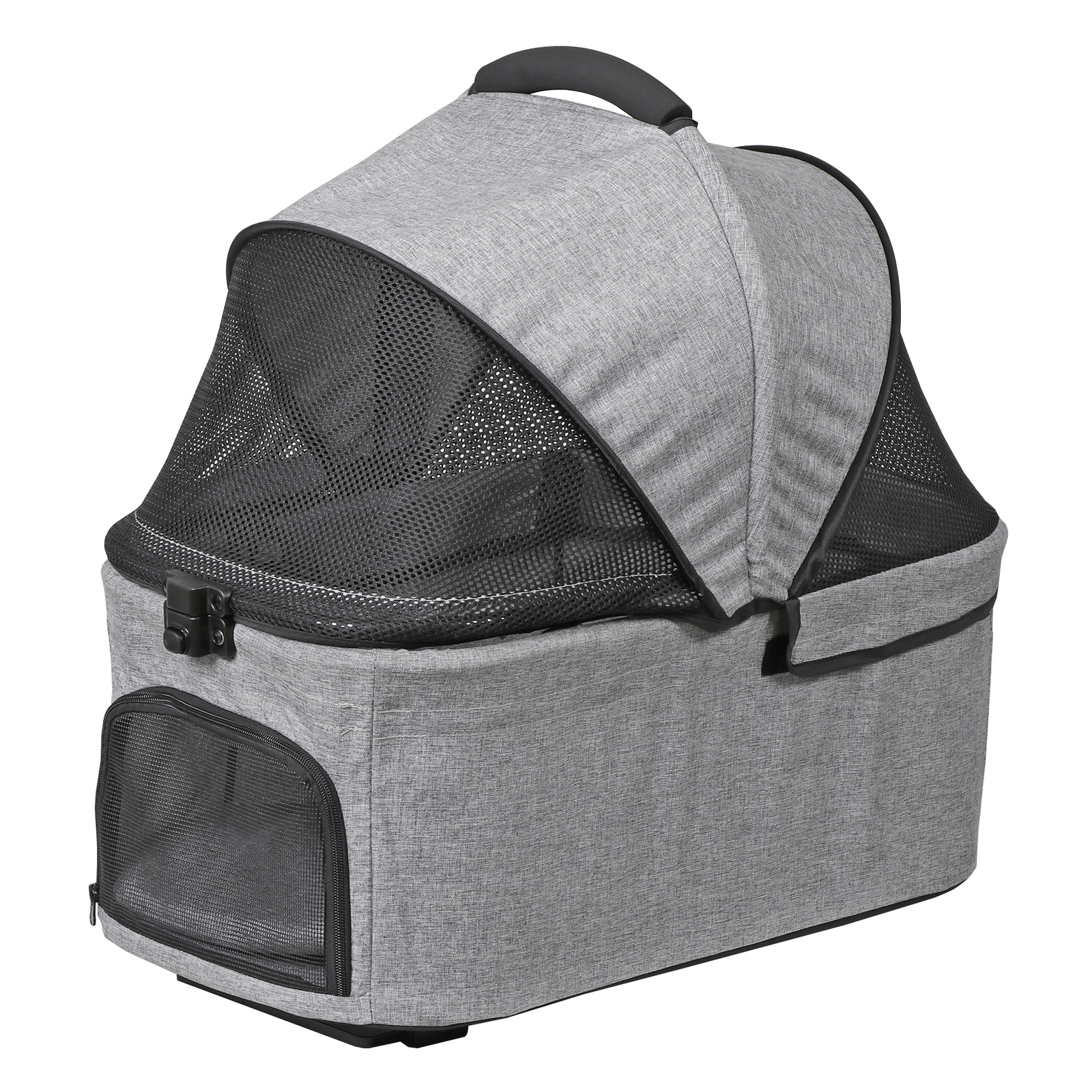 Pet Stroller Foldable Dog Cat Jogger Stroller w/4 Wheel & Detachable Basket Gray