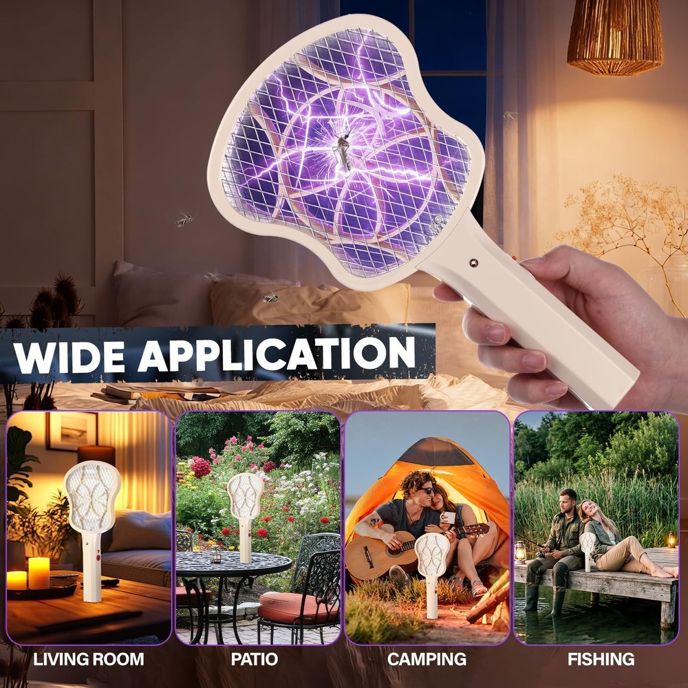 Mysora 3 Pack Electric Fly Swatter Racket 3000v Bug Zapper Racket Mini Handhe...