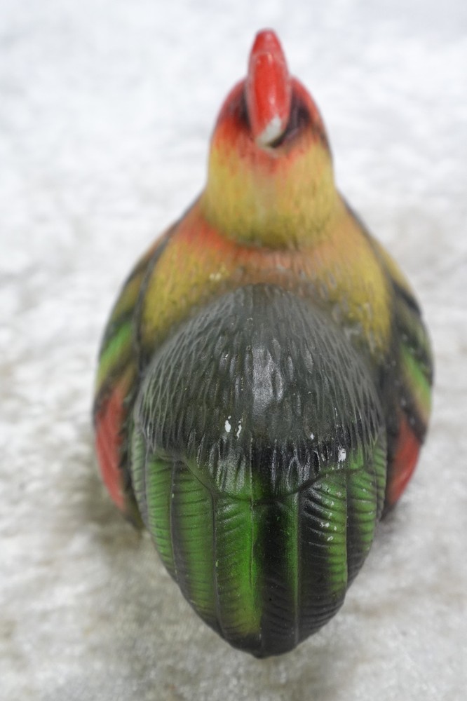 Multi-Colored Ceramic Hen Chicken Figurine 5" Long Egg Layer