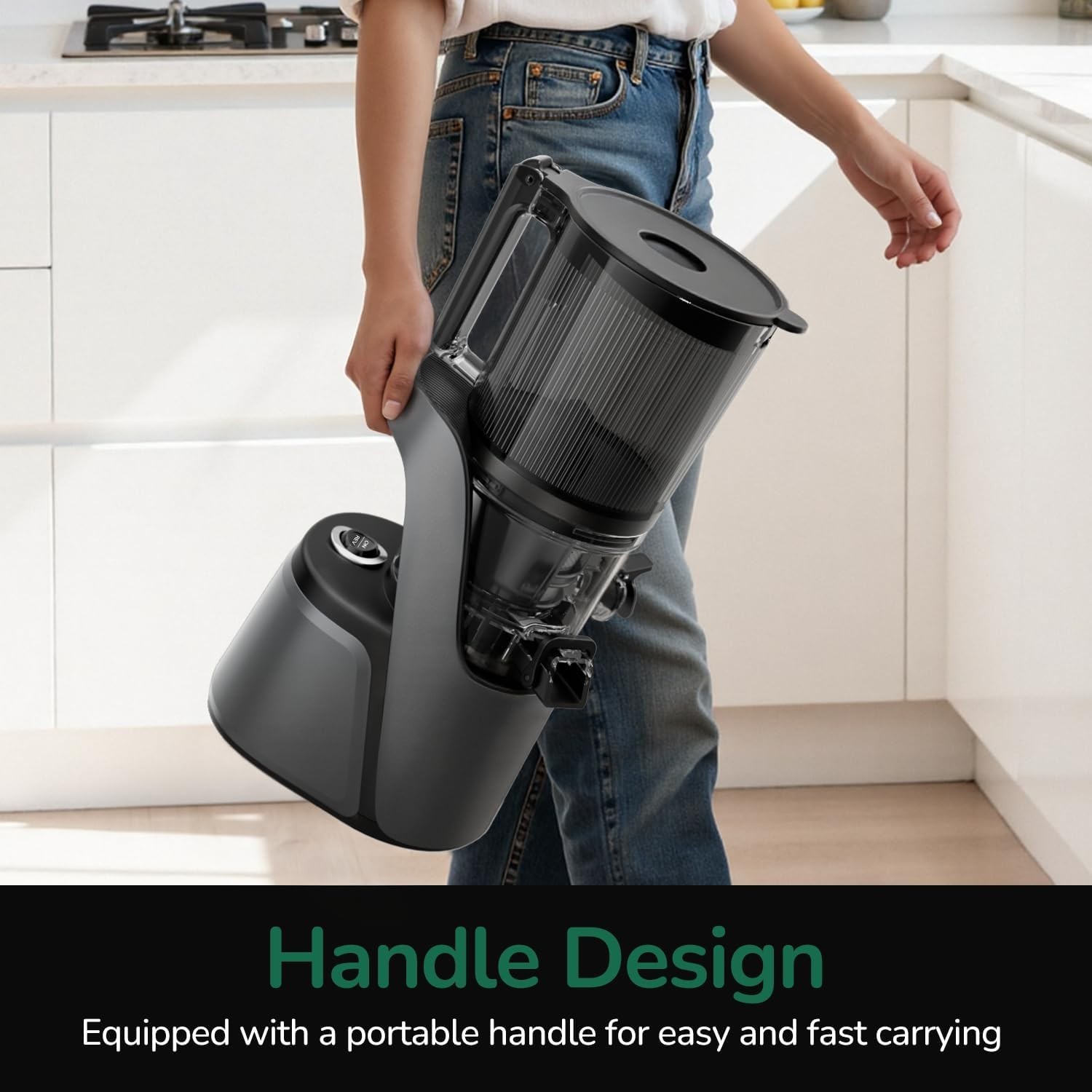 Canoly C16 Cold Press Juicer, 6" Extra Wide Feed Chute, 3-IN-1 Strainers (Juice