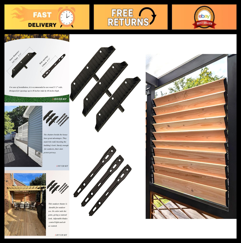 Louver Bracket Kit for Deck Sunblinds & Shutters - Complete Hardware Set, 2 Pack