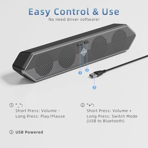 PC Speaker for Computer, Wired USB Powered Bluetooth B-3588 B-3588 black